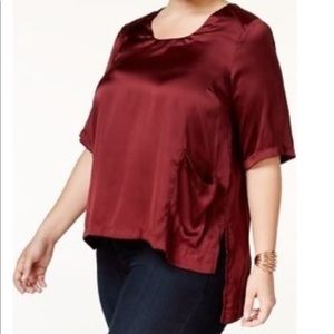 Melissa McCarthy Seven7 Maroon Silky Top